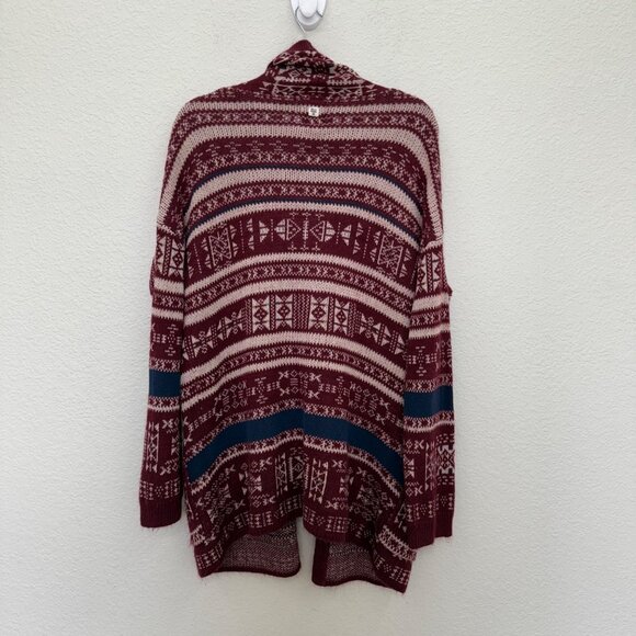 Billabong Aztec Trek Knit Open Front Cardigan Sweater JV12CAZB Womens size Large - Picture 8 of 10